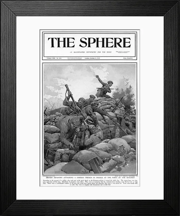 Framed Print : British infantry attack a German trench in France