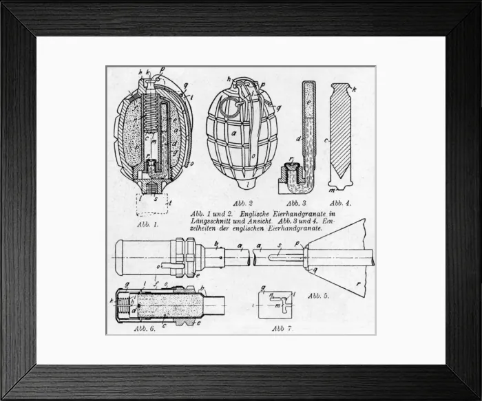 Framed Print : Sectional view of a Mills grenade, WW1 Framed Print : Sectional view of a Mills grenade, WW1