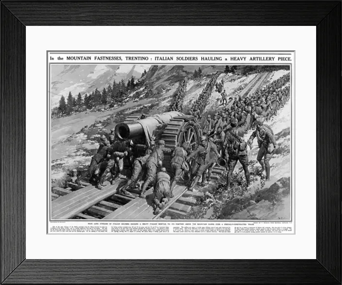 Framed Print : Hauling Italian Artillery in Trentino Framed Print : Hauling Italian Artillery in Trentino