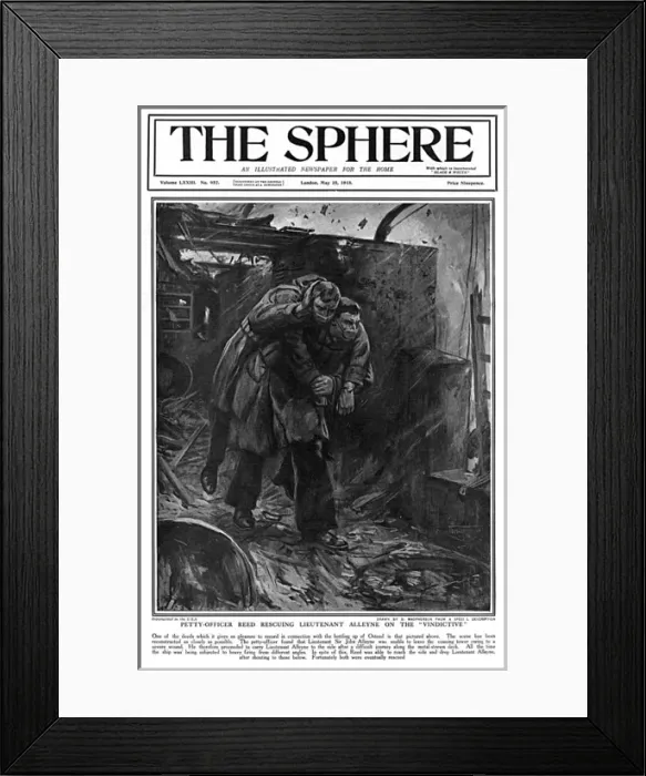 Framed Print : Zeebrugge - Petty Officer Reed rescuing Lieutenant Alleyn Framed Print : Zeebrugge - Petty Officer Reed rescuing Lieutenant Alleyn