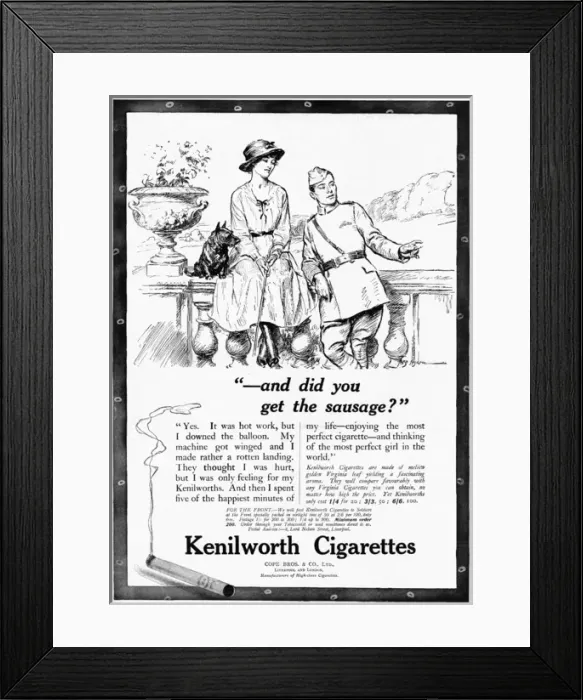 Framed Print : Kenilworth cigarettes advertisement, WW1 Framed Print : Kenilworth cigarettes advertisement, WW1