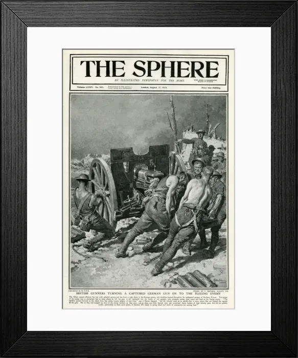 Framed Print : Sphere cover - British gunners turning German gun on enemy Framed Print : Sphere cover - British gunners turning German gun on enemy