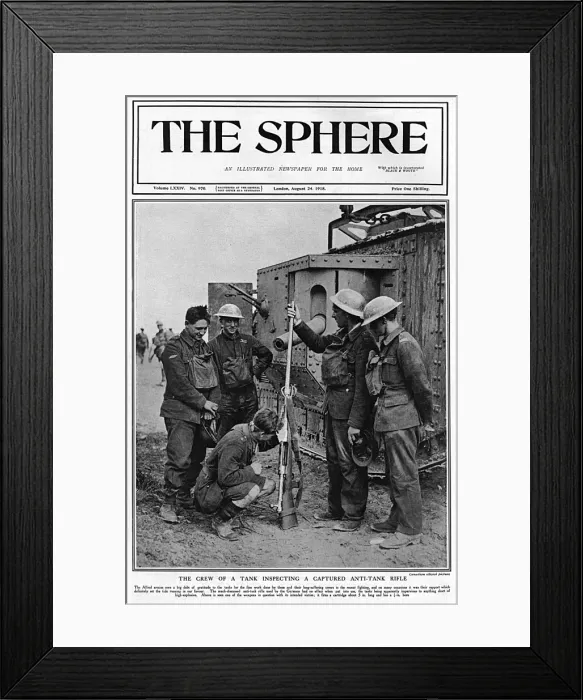 Framed Print : Sphere cover -Crew of tank inspecting German anti-tank rifle