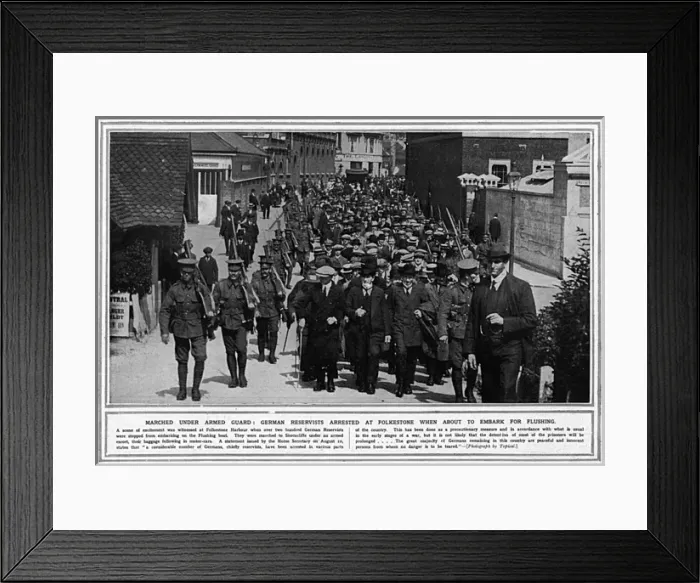Framed Print : German reservists arrested at Folkestone, August 1914, WW1 Framed Print : German reservists arrested at Folkestone, August 1914, WW1