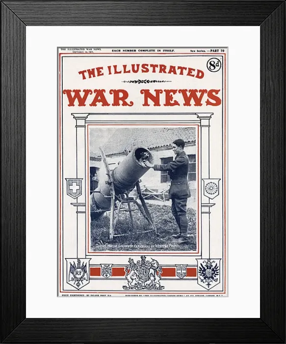 Framed Print : Illustrated War News - Dog in a trench mortar, WW1 Framed Print : Illustrated War News - Dog in a trench mortar, WW1