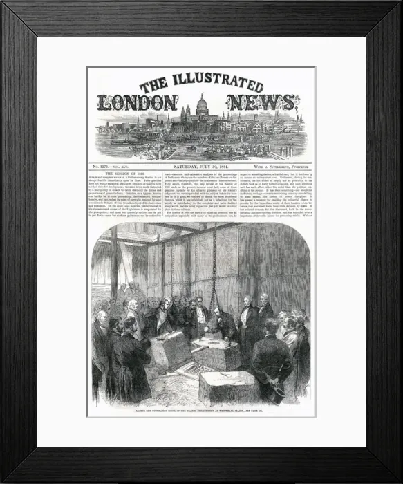 Framed Print : ILN front cover - laying foundation stone, Thames Embankment Framed Print : ILN front cover - laying foundation stone, Thames Embankment