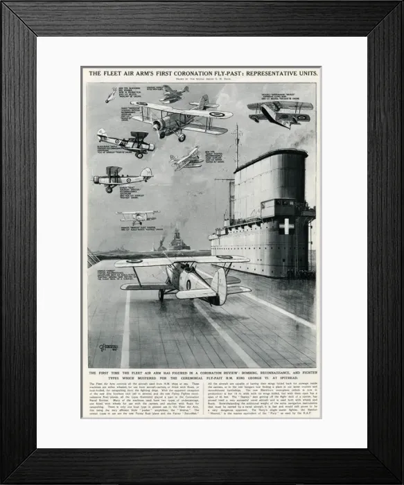 Framed Print : Fleet Air Arms first Coronation fly past, by G. H. Davis Framed Print : Fleet Air Arms first Coronation fly past, by G. H. Davis
