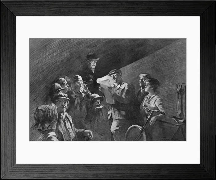 Framed Print : Reading Armistice terms on a village green by night Framed Print : Reading Armistice terms on a village green by night