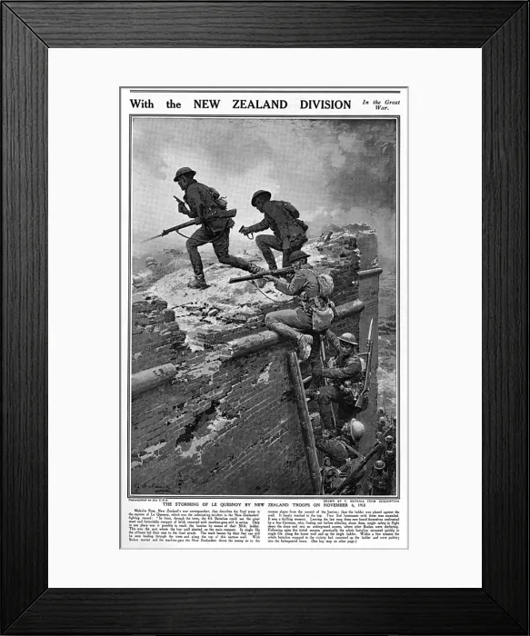 Framed Print : Storming of Le Quesnoy by New Zealand troops, 1918, Matania Framed Print : Storming of Le Quesnoy by New Zealand troops, 1918, Matania