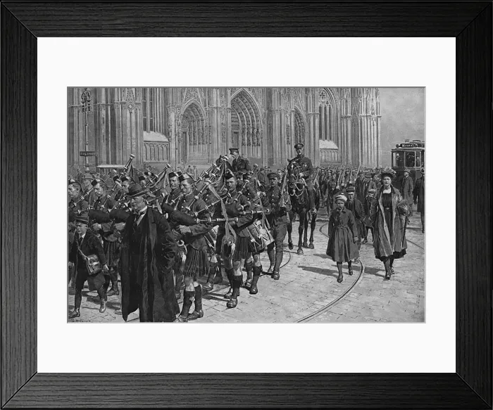 Framed Print : Scots Guards marching through Cologne, WW1