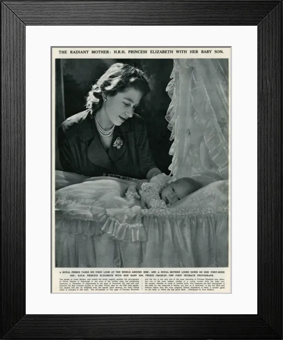 Framed Print : Princess Elizabeth with her baby Prince Charles Framed Print : Princess Elizabeth with her baby Prince Charles