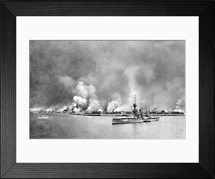 Framed Print : HMS Iron Duke and the Great Fire of Smyrna, 1922