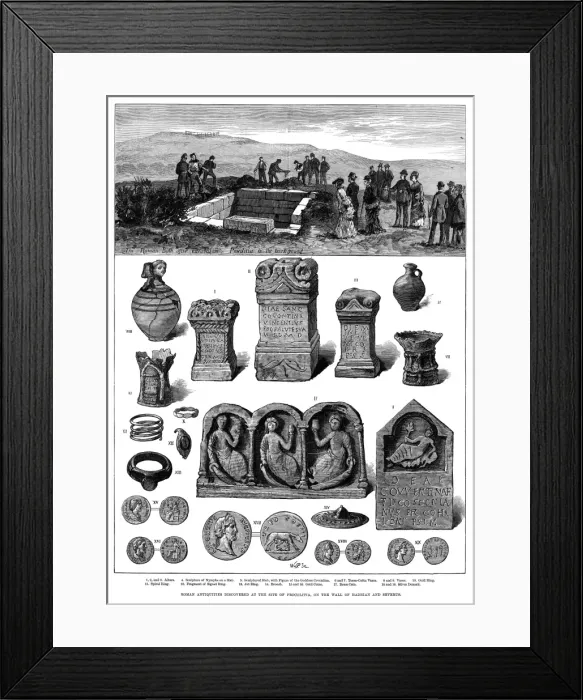 Framed Print : Roman antiquities at the site of Procolitia, 1876 Framed Print : Roman antiquities at the site of Procolitia, 1876