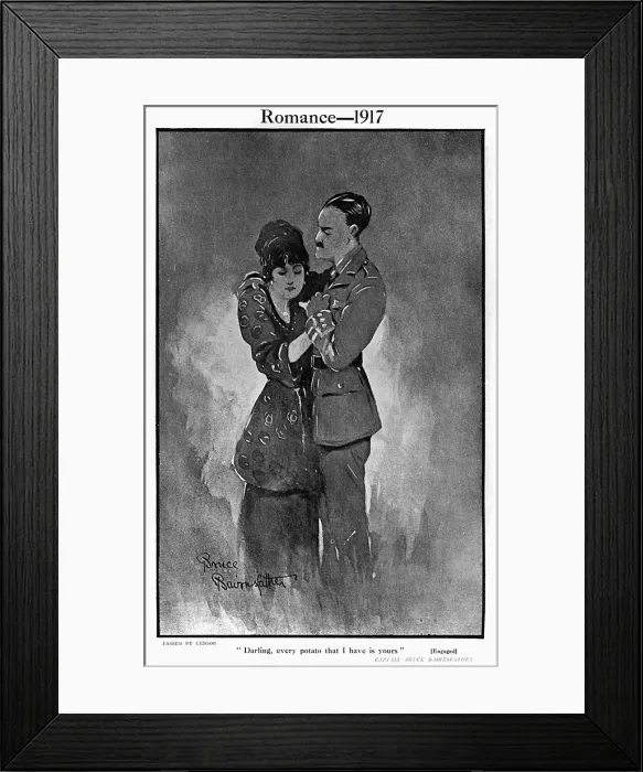 Framed Print : Romance - 1917 by Bruce Bairnsfather, WW1 cartoon Framed Print : Romance - 1917 by Bruce Bairnsfather, WW1 cartoon