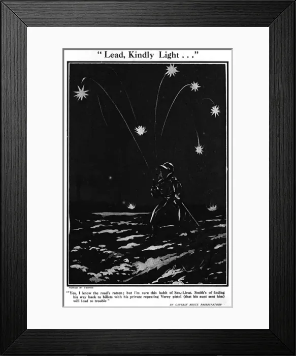 Framed Print : Lead Kindly Light by Bruce Bairnsfather, WW1 cartoon Framed Print : Lead Kindly Light by Bruce Bairnsfather, WW1 cartoon