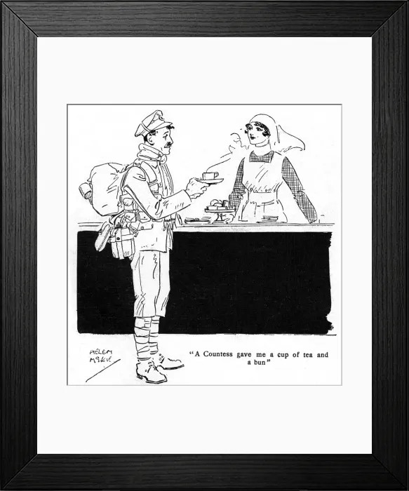 Framed Print : A Countess Gave me a cup of tea, WW1 soldier & canteen Framed Print : A Countess Gave me a cup of tea, WW1 soldier & canteen