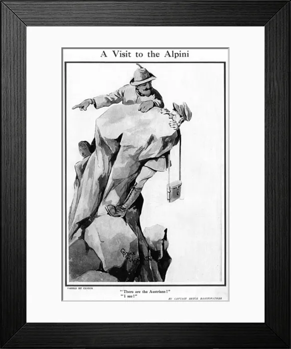 Framed Print : A Visit to the Alpini by Bruce Bairnsfather, WW1 cartoon Framed Print : A Visit to the Alpini by Bruce Bairnsfather, WW1 cartoon