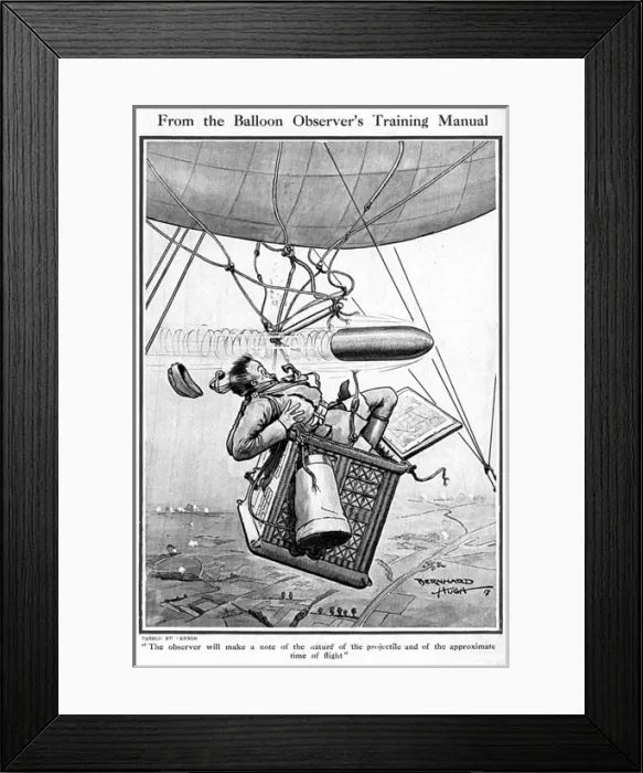 Framed Print : From the Balloon Observers Training Manual, WW1 cartoon Framed Print : From the Balloon Observers Training Manual, WW1 cartoon