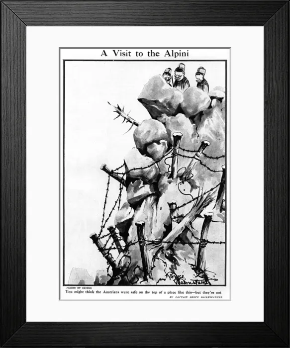 Framed Print : A Visit to the Alpini by Bruce Bairnsfather, WW1 cartoon Framed Print : A Visit to the Alpini by Bruce Bairnsfather, WW1 cartoon