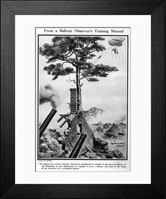 Framed Print : From the Balloon Observers Training Manual, WW1 cartoon Framed Print : From the Balloon Observers Training Manual, WW1 cartoon