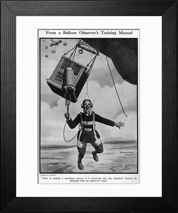 Framed Print : From a Balloon Observers Training Manual, WW1 cartoon Framed Print : From a Balloon Observers Training Manual, WW1 cartoon