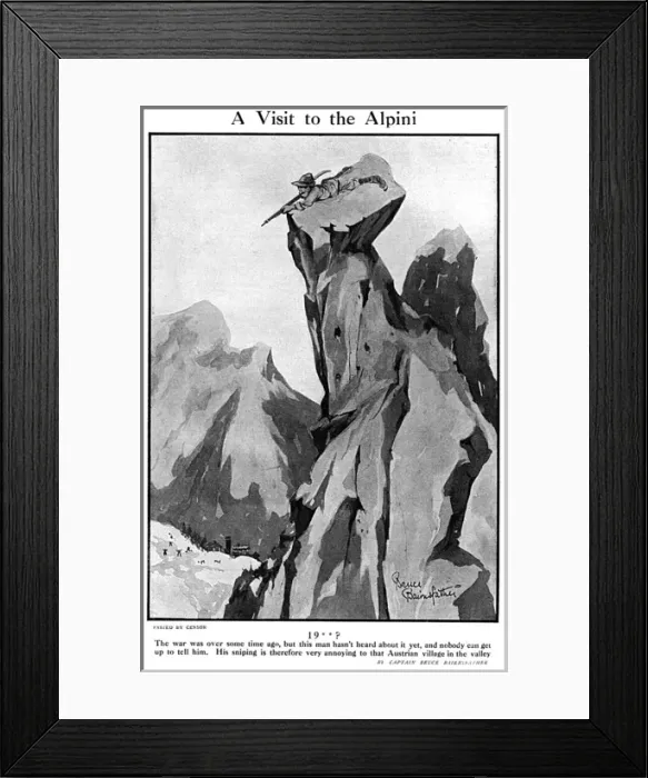 Framed Print : A Visit to the Alpini - 19? by Bruce Bairnsfather, WW1 Framed Print : A Visit to the Alpini - 19? by Bruce Bairnsfather, WW1