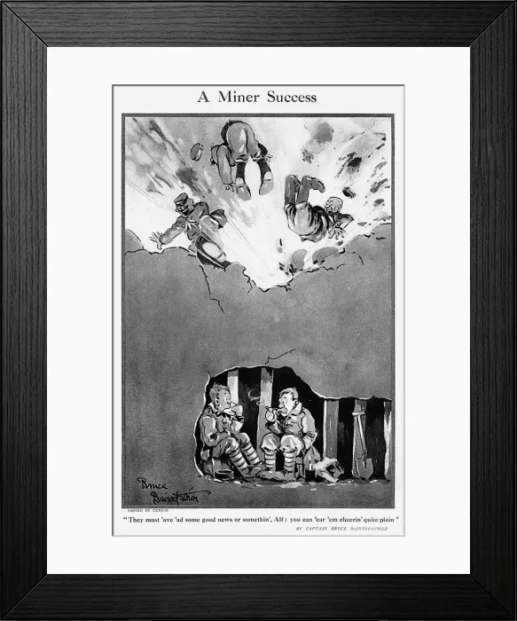 Framed Print : A Miner Success by Bruce Bairnsfather, WW1 cartoon Framed Print : A Miner Success by Bruce Bairnsfather, WW1 cartoon