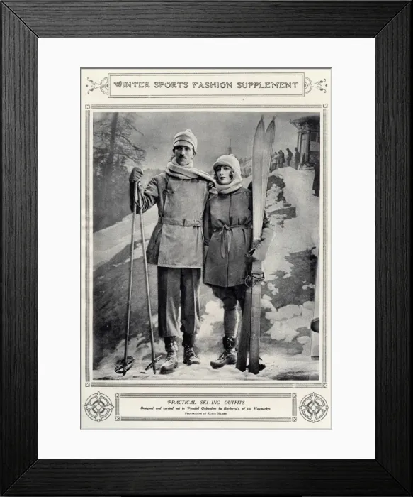 Framed Print : Skiing outfits by Burberry 1922