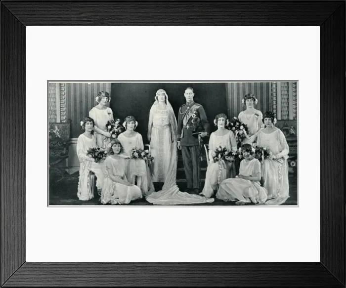 Framed Print : The Duke and Duchess of York with their bridesmaids