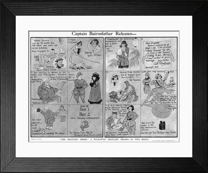 Framed Print : Bruce Bairnsfather releases - WW1 film cartoon Framed Print : Bruce Bairnsfather releases - WW1 film cartoon