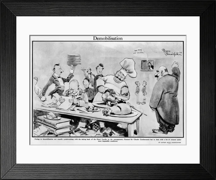 Framed Print : Demobilisation by Captain Bruce Bairnsfather, WW1 cartoon Framed Print : Demobilisation by Captain Bruce Bairnsfather, WW1 cartoon
