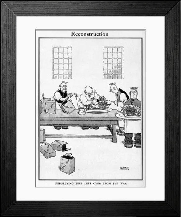 Framed Print : Reconstruction by William Heath Robinson, WW1 cartoon Framed Print : Reconstruction by William Heath Robinson, WW1 cartoon