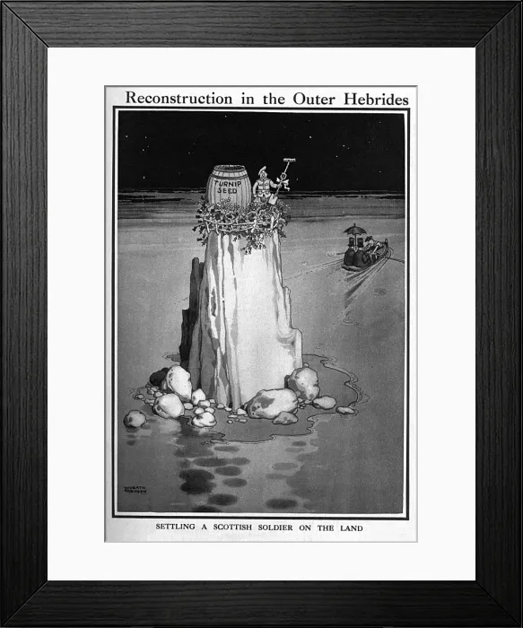 Framed Print : Reconstruction in the Outer Hebrides by Heath Robinson, WW1 Framed Print : Reconstruction in the Outer Hebrides by Heath Robinson, WW1