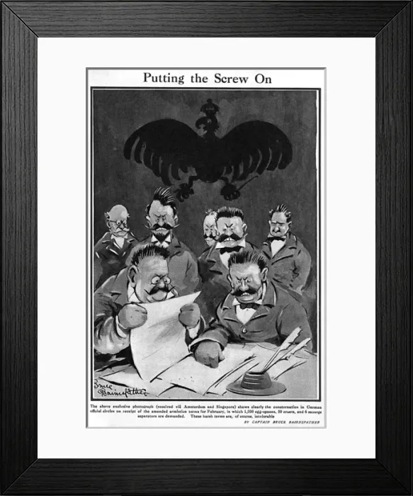 Framed Print : Putting the Screw on by Bruce Bairnsfather, WW1 cartoon