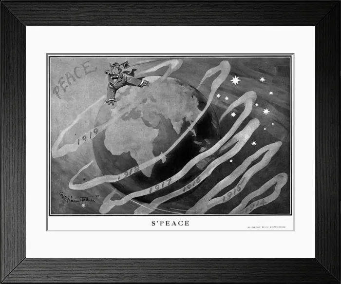 Framed Print : S Peace by Bruce Bairnsfather, WW1 cartoon