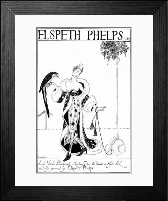 Framed Print : Advertisement for Elspeth Phelps, 1920s fashion Framed Print : Advertisement for Elspeth Phelps, 1920s fashion