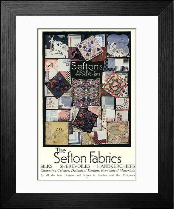 Framed Print : Advertisement for Sefton Fabrics Framed Print : Advertisement for Sefton Fabrics