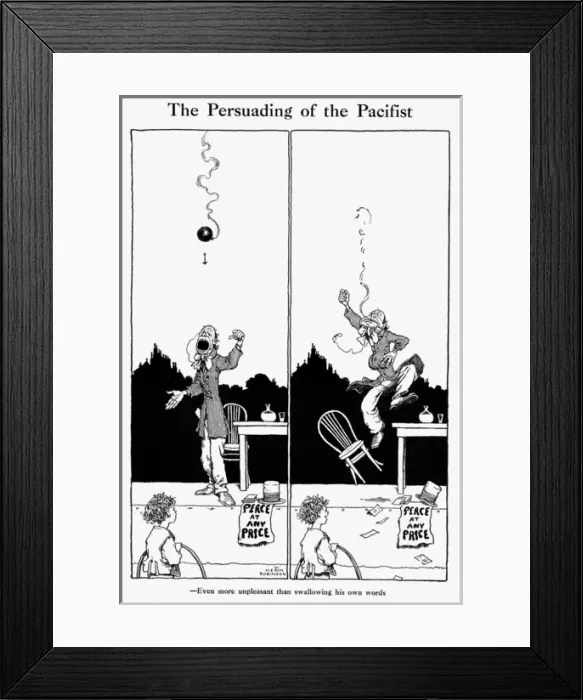 Framed Print : The Persuading of the Pacifist, by W. Heath Robinson