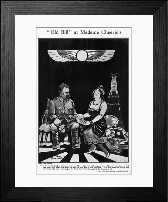Framed Print : Old Bill at Madame Cheerios, by Bairnsfather