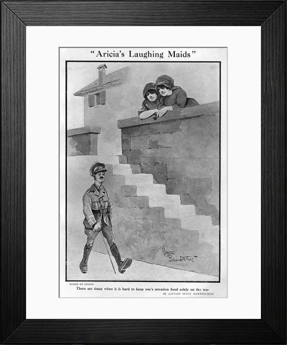 Framed Print : Aricias Laughing Maids, by Bairnsfather Framed Print : Aricias Laughing Maids, by Bairnsfather