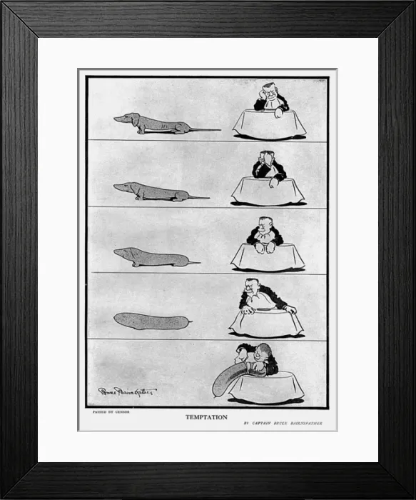 Framed Print : Temptation, by Bairnsfather Framed Print : Temptation, by Bairnsfather