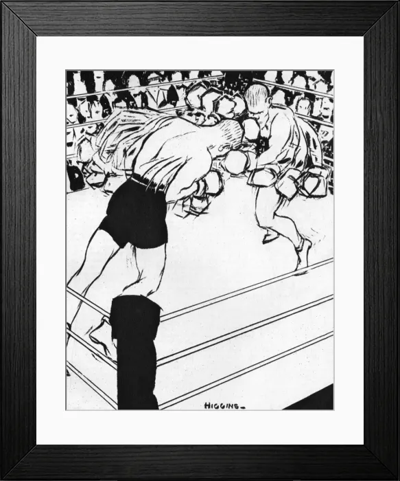 Framed Print : Boxing match by Higgins Framed Print : Boxing match by Higgins