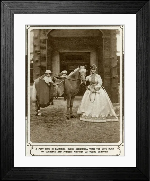 Framed Print : Princess Alexandra giving pony ride to two of her children Framed Print : Princess Alexandra giving pony ride to two of her children