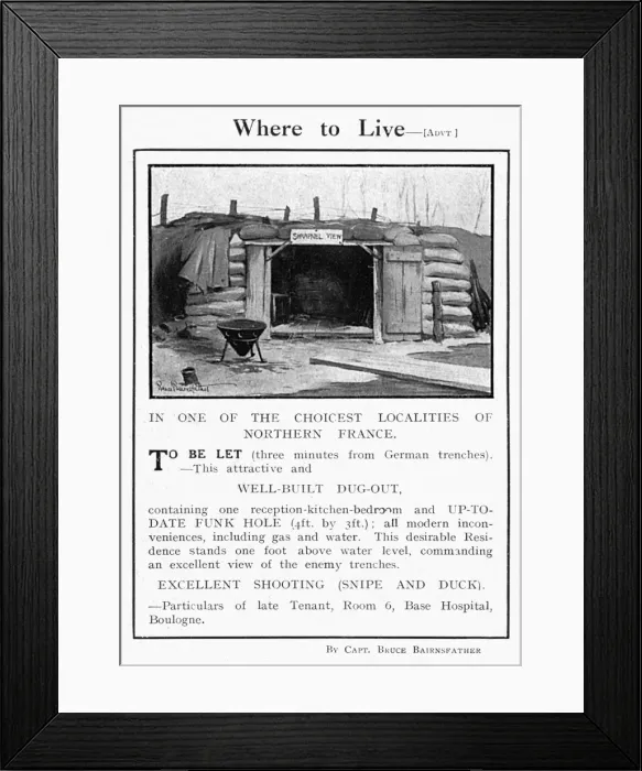 Framed Print : Where to Live by Bairnsfather Framed Print : Where to Live by Bairnsfather