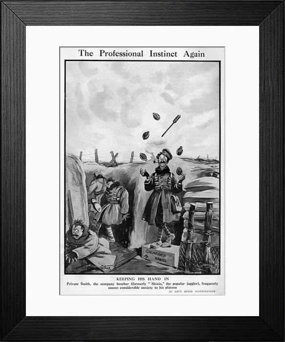Framed Print : The Professional Instinct Again, by Bairnsfather Framed Print : The Professional Instinct Again, by Bairnsfather