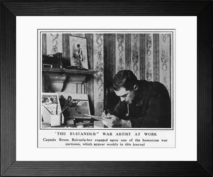 Framed Print : Captain Bruce Bairnsfather at work Framed Print : Captain Bruce Bairnsfather at work