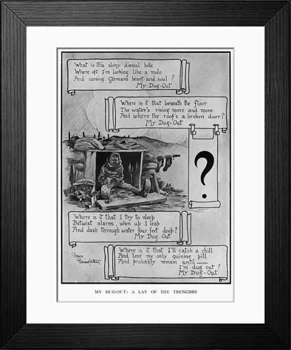 Framed Print : My Dug-Out, by Bairnsfather Framed Print : My Dug-Out, by Bairnsfather
