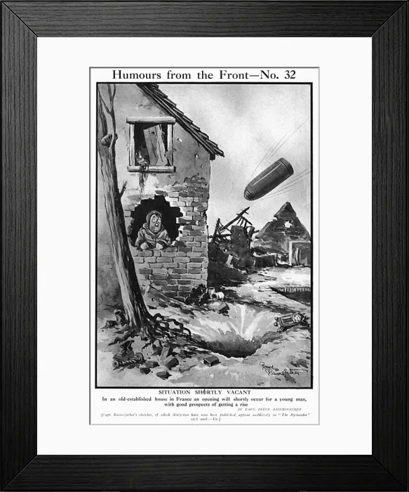 Framed Print : Situation Shortly Vacant by Bairnsfather Framed Print : Situation Shortly Vacant by Bairnsfather