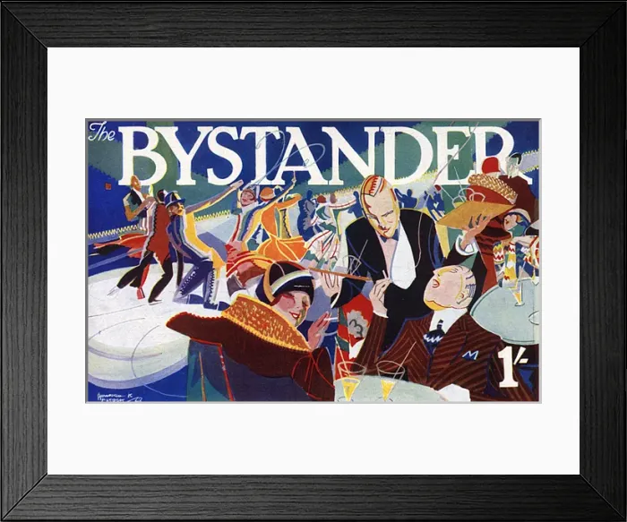 Framed Print : Bystander masthead 1929, society at an ice rink Framed Print : Bystander masthead 1929, society at an ice rink