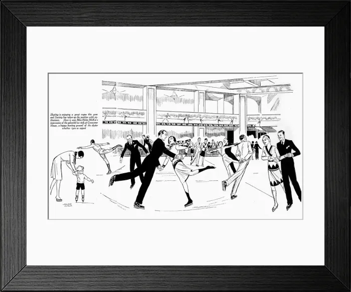 Framed Print : Society at Grosvenor House ice rink, 1929